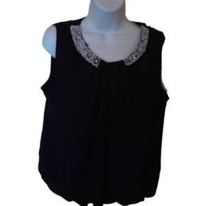 Black Blousy Top with Faux Gem Embellishments Fits Large